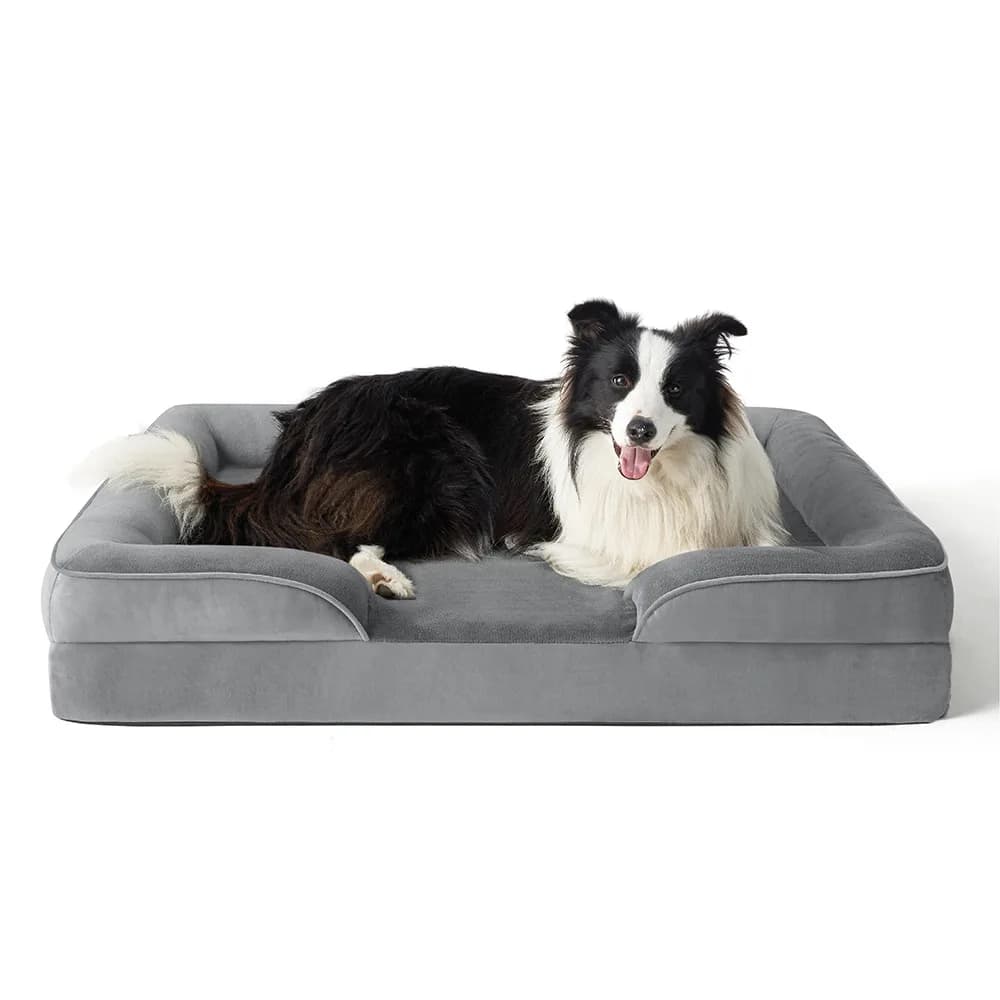 BeauNook Divano letto per cani morbido e corto in peluche, copertura lavabile rimovibile, divano ortopedico per animali domestici, fondo antiscivolo per cani di piccola/media/grande