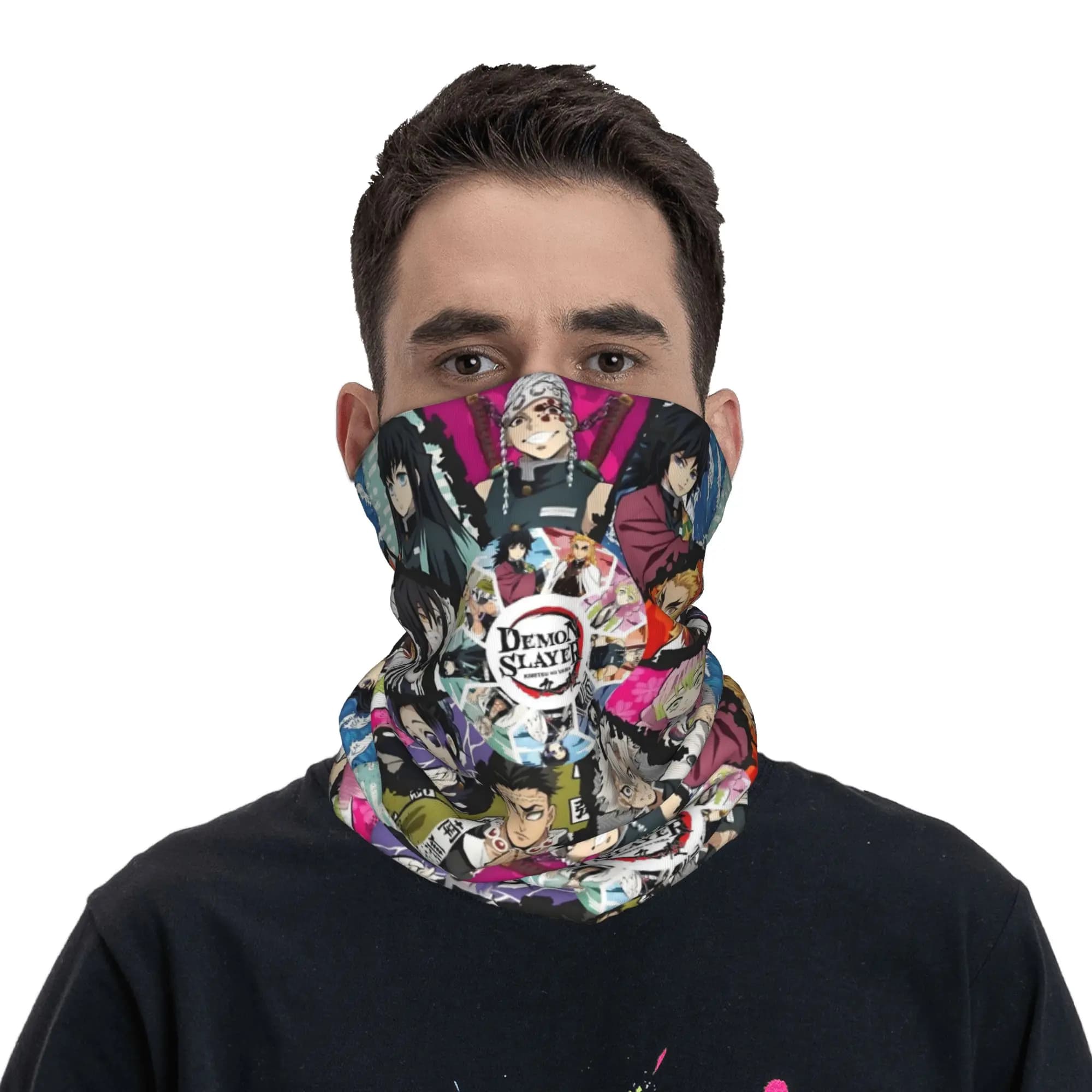 Demon Slayer Anime e Manga Scaldacollo Bandana Unisex Invernale per Escursionismo e Sci, Sciarpa Gaiter Tanjiro Kamado Nezuko, Copriviso
