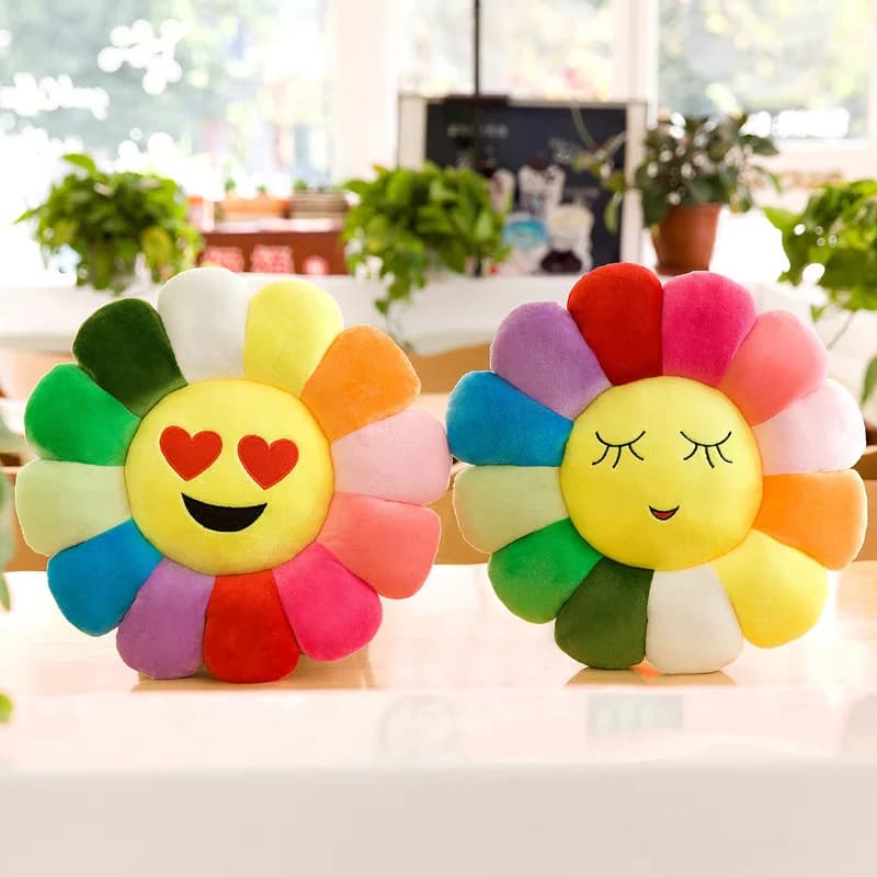 Sunflower Plush Pillow Couch Cushion Creative Emotion Pack Yellow Petal Soft Toy Home Fabric Art Decorative Pillow