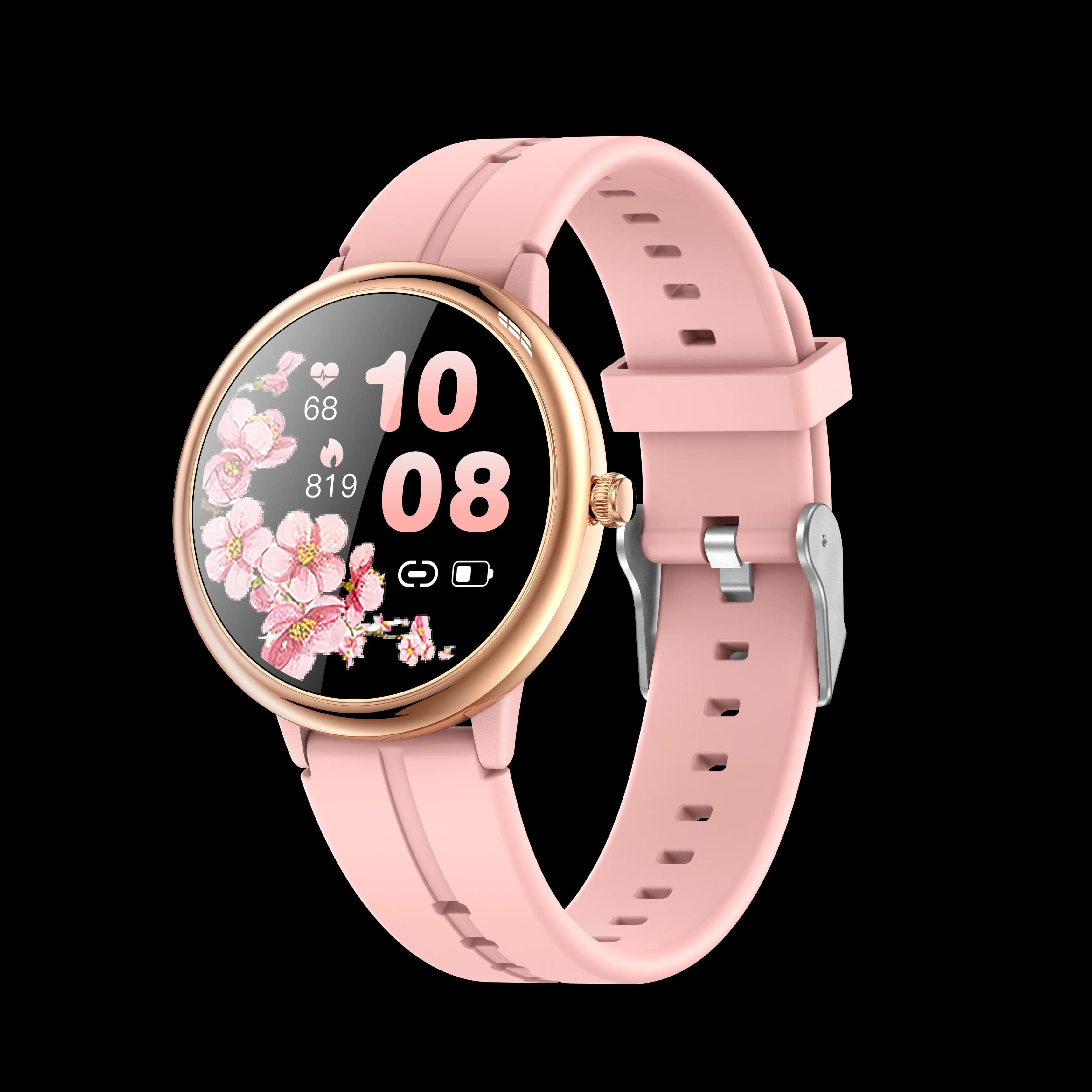 R8 Orologio intelligente da donna da donna con frequenza cardiaca, pressione sanguigna, monitoraggio dell'ossigeno, orologi intelligenti con schermo rotondo