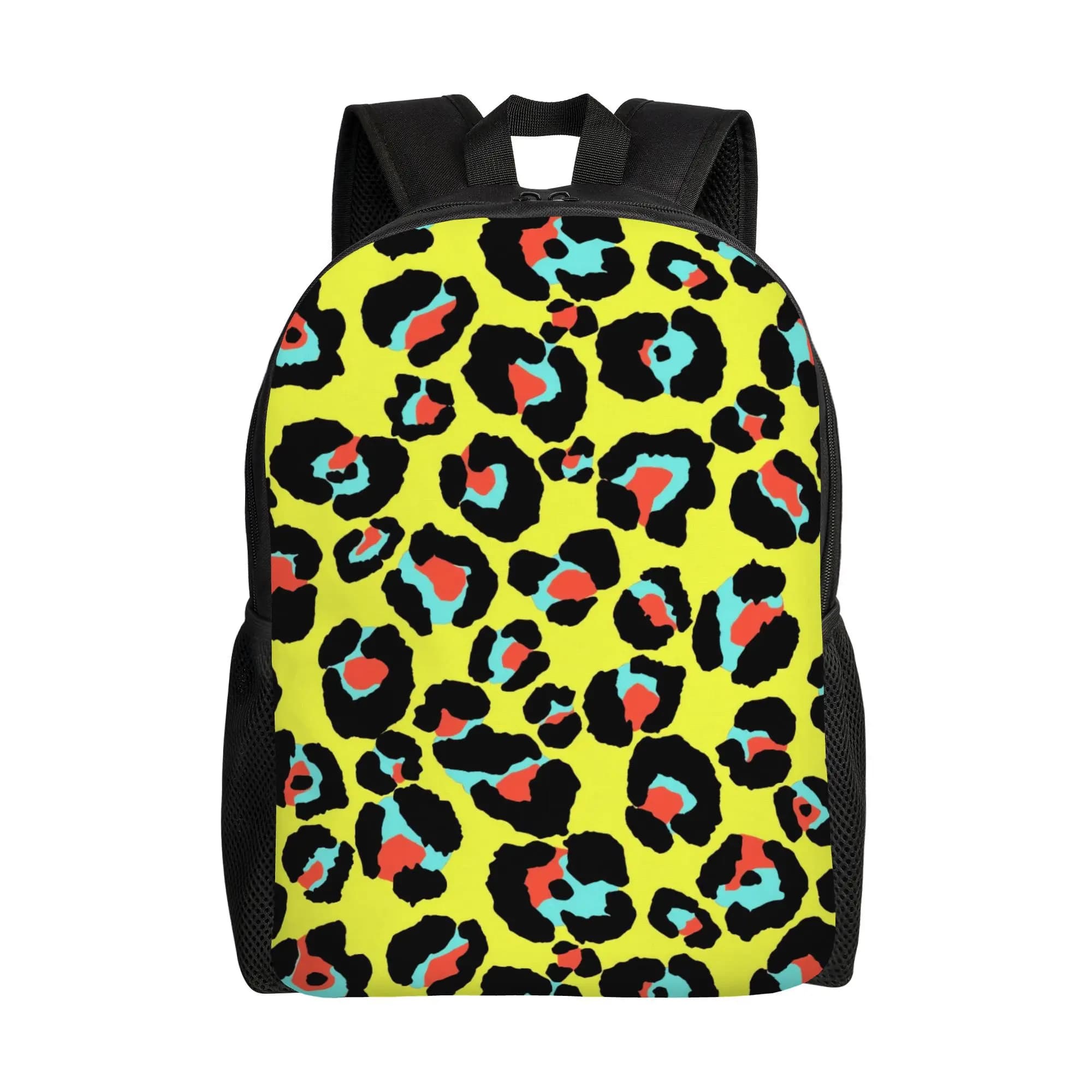 Zaino con Stampa Leopardata - Elegante Zaino Scolastico Giallo e Nero con Motivo Animale, Zaino da Viaggio Leggero a Singolo Strato
