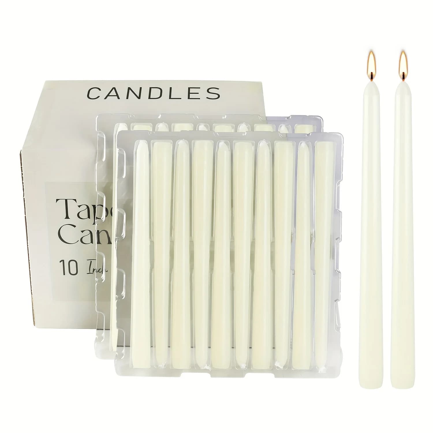 100 Candele Affusolate Bianco Avorio da 10 Pollici (H), Senza Gocciolamento, Senza Fumo, Lunghe, Non Profumate, per Cena, Casa, Matrimoni, Feste, Decorazioni, Candele a Lunga Durata 7,5 Ore