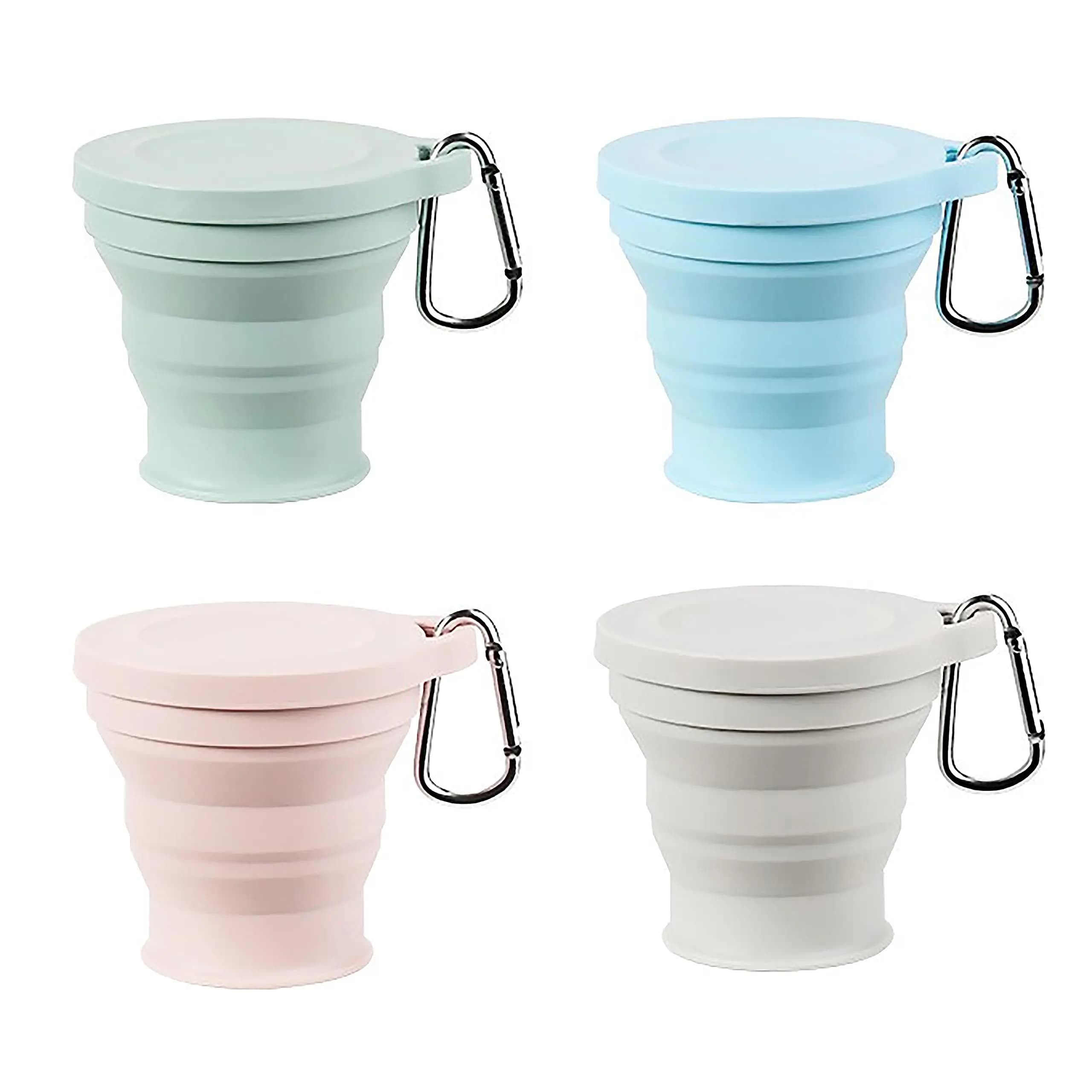 Tazza Pieghevole Portatile in Silicone con Moschettone, Contenitore per Bevande da Viaggio, Facile da Pulire, Compatto per Escursionismo, Backpacking e Spiaggia