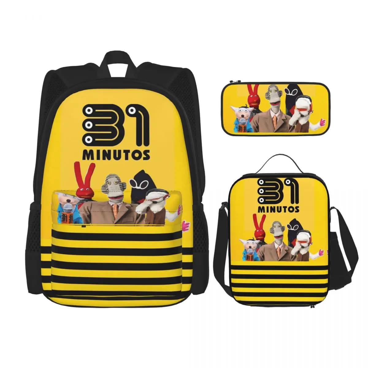 31 Minutos Chilean Comedy Virtual Band 3pecs/set Backpack for Teenage College Shoulder Bag Lunch bag Pencil Case