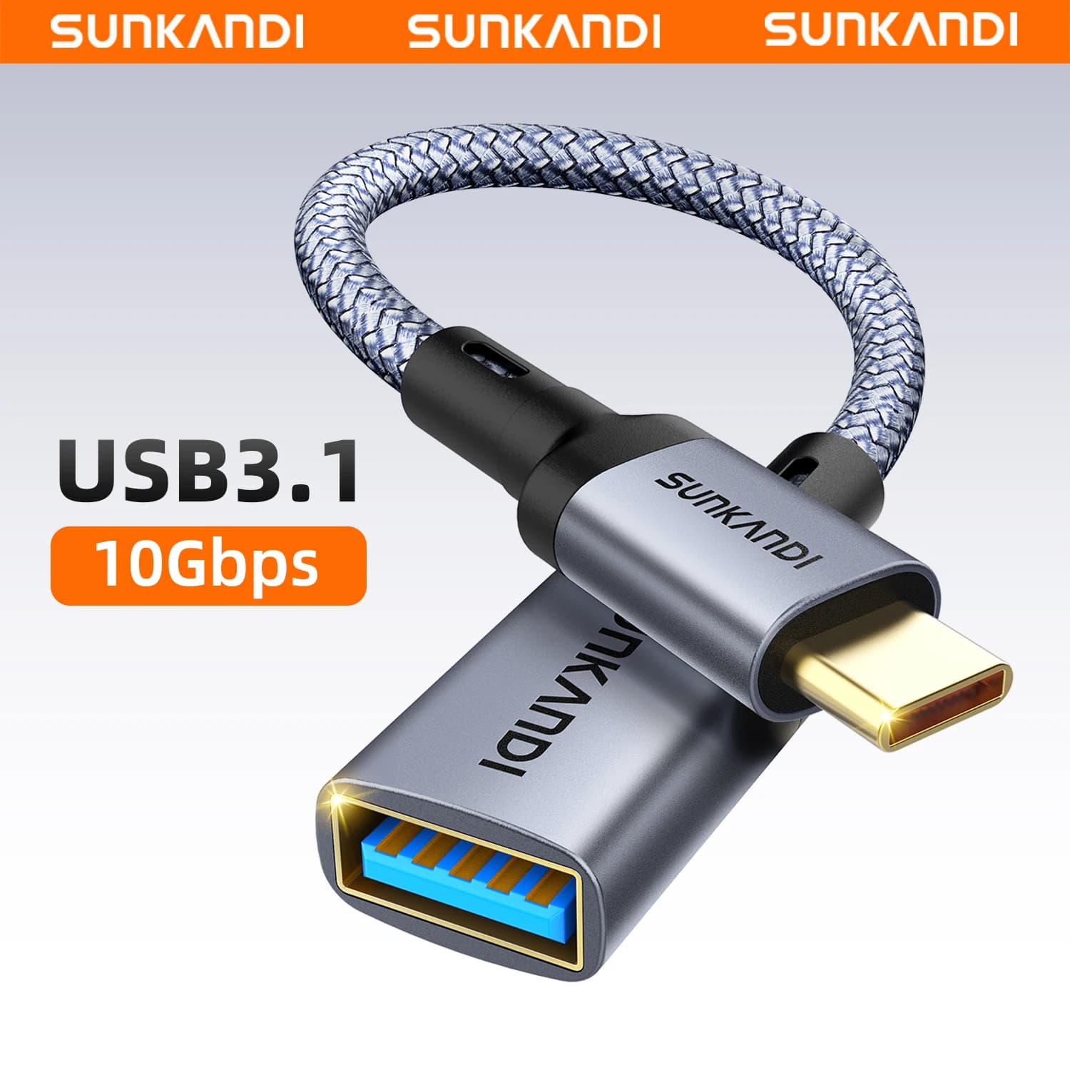 Adattatore SUNKANDI da USB C a USB 3.1, Cavo OTG 10Gbps da Tipo C Maschio a USB A Femmina per iPhone 15, MacBook Pro, Air, iPad Pro, Galaxy S24