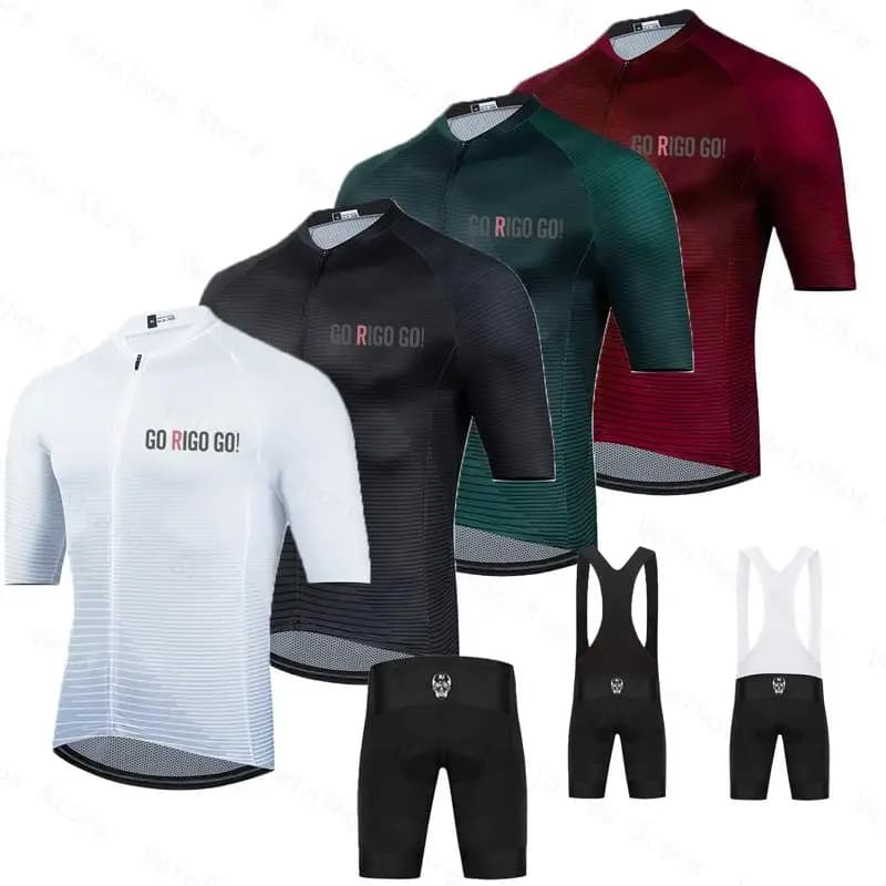 go rigo go Cycling Set Short sleeve Jersey and Bib Shorts Pro Race Men Summer Breathable Bicycle Clothing Suit MTB Ropa Maillot