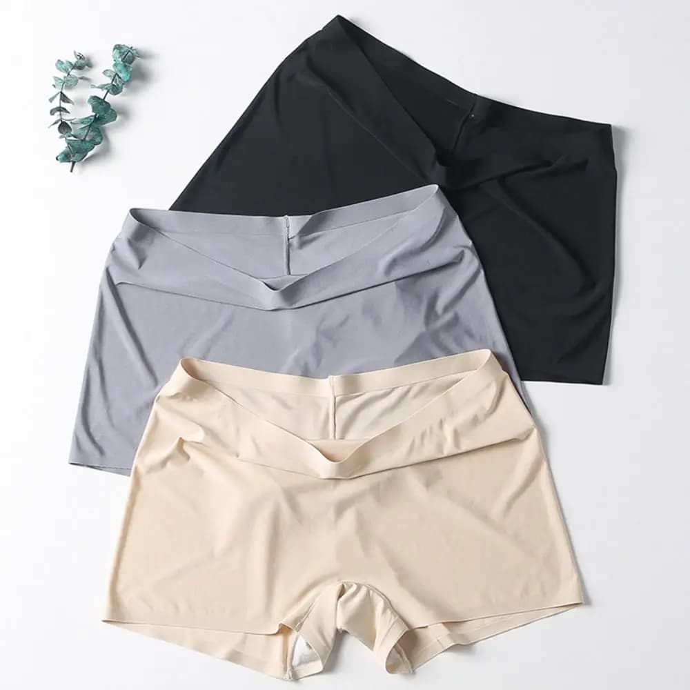 Mutandine di sicurezza estive in seta ghiaccio, a vita media, sottili, senza cuciture, slip in seta ghiaccio, intimo, lingerie, boxer da donna