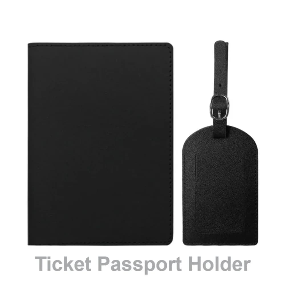 Set di Porta Passaporto e Etichetta Bagaglio di Alta Gamma, Elegante Porta Biglietti e Passaporto in Pelle PU Liscia, Borsa da Viaggio Personalizzabile