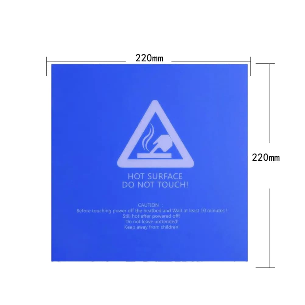 Adesivo Riutilizzabile per Piano Riscaldato di Stampanti 3D, Compatibile con PLA, ABS, HIPS, PETG, TPE, Nylon, PC, 220x220mm, Blu