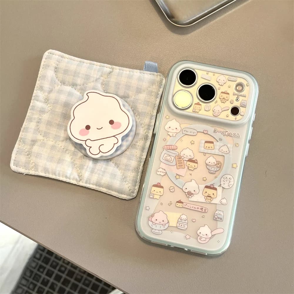Custodia Magnetica per iPhone 17 Pro 13 14 15 Pro Max 16 con Design Divertente a Cartone Animato Cane Pudding, con Supporto MagSafe, in Silicone, Carina