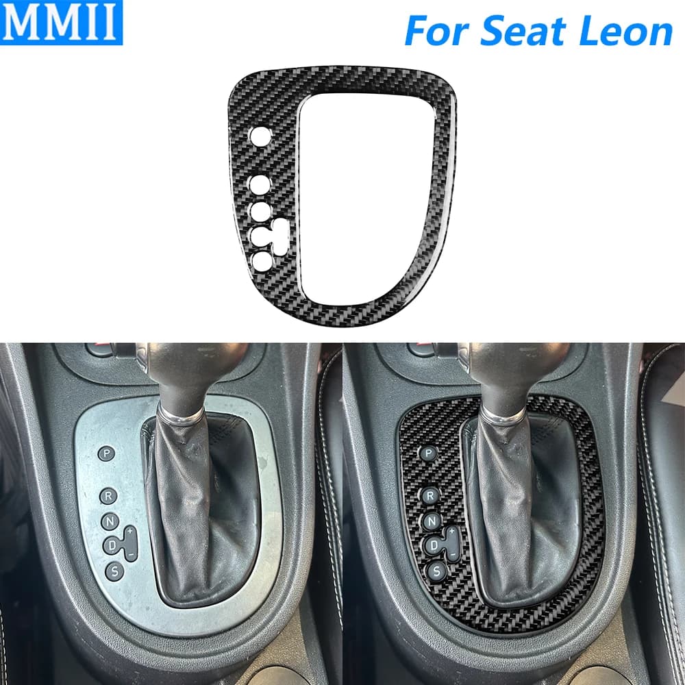 Per Seat Leon 2005-2012 Pannello di controllo del cambio centrale in fibra di carbonio Rivestimento della copertura Accessori auto Decorazione interna Adesivo