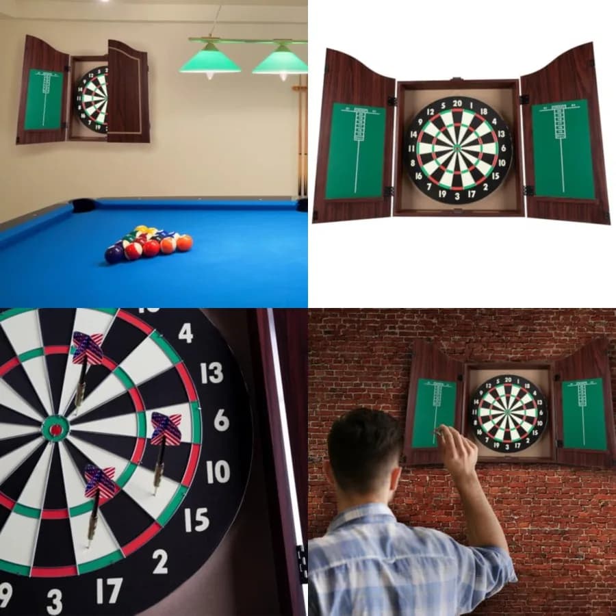 Set di Tavolo da Freccette con Bersaglio da 18 Pollici, 6 Freccette con Punta in Acciaio e Lavagna per Punteggio, per Sale Giochi, Man Cave e Sale da Gioco Domestiche