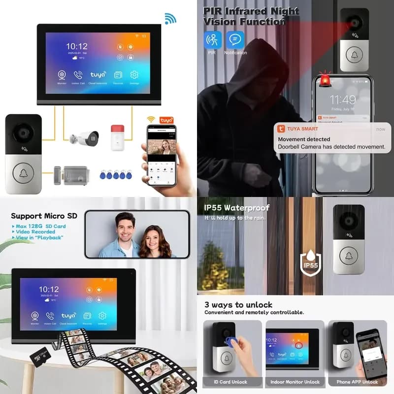 【CHIMU HOME】 2026 New IP Video Intecom Camera Doorbell with 7 Inch HD Screen Smart Video Doorphone System for