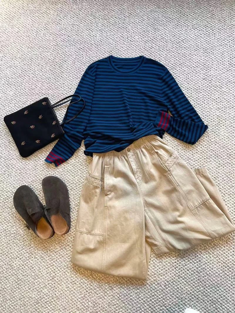 Maglione a Righe in Lana Premium Cuijia, Collo Tondo, Doppio Filato 60, Quattro Aghi Piatti, Cotone Morbido, Maniche Lunghe per Donna