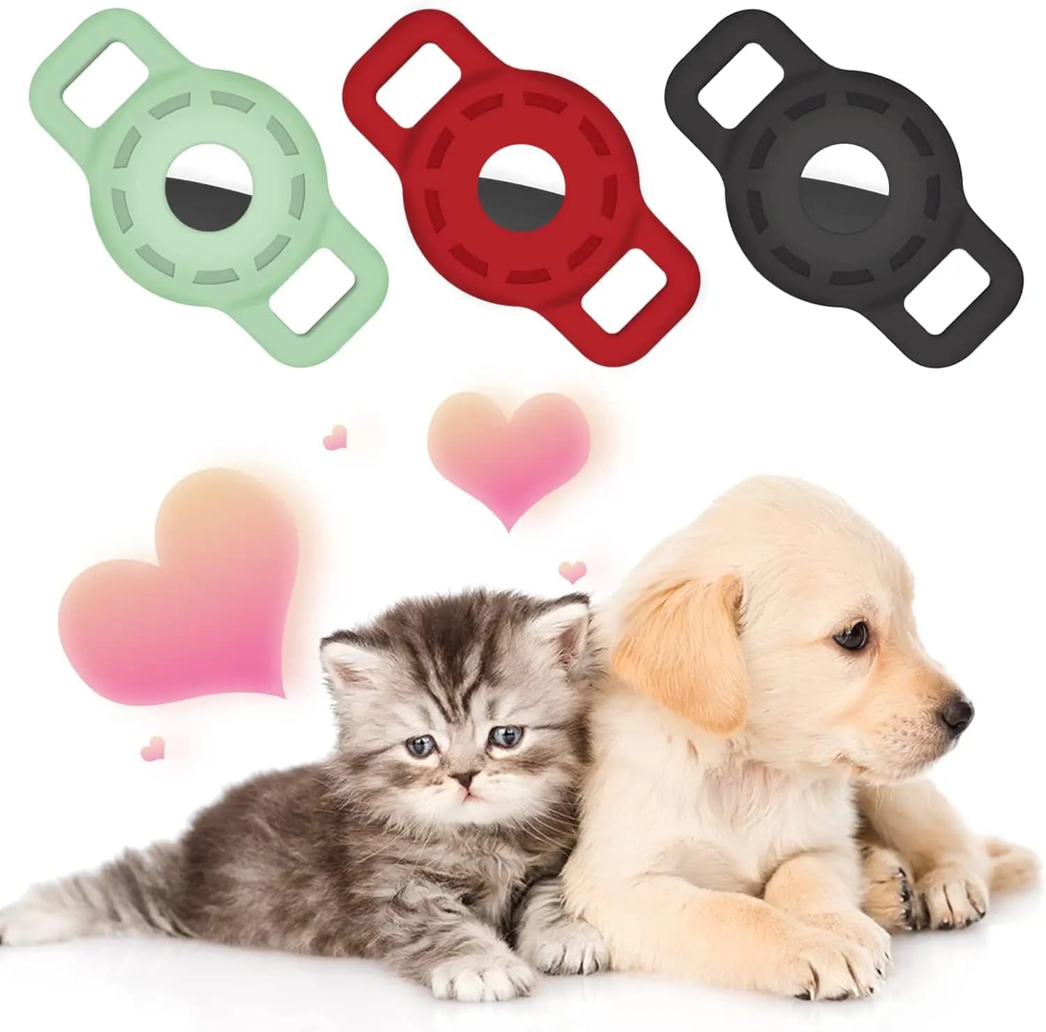 Supporto per collare AirTag per gatti e cani, custodia protettiva in silicone leggera e morbida anti-graffio per AirTag
