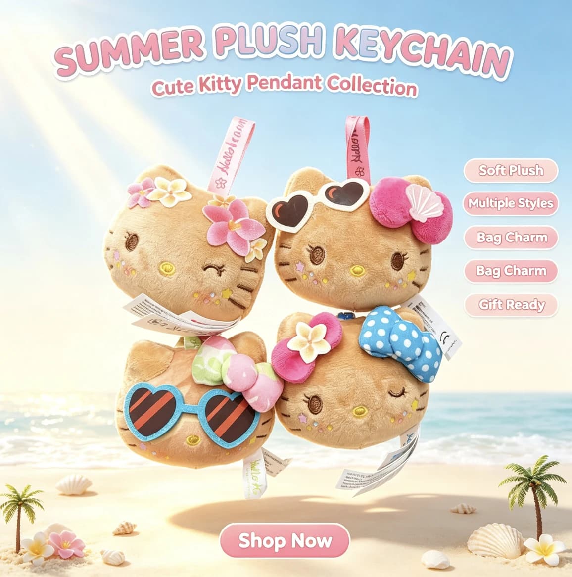 TOPTOY Squishy Plush Blind Box Seaside Themed Squeeze Toy Pendant Keychain Bag Charm Collectible Surprise Gift