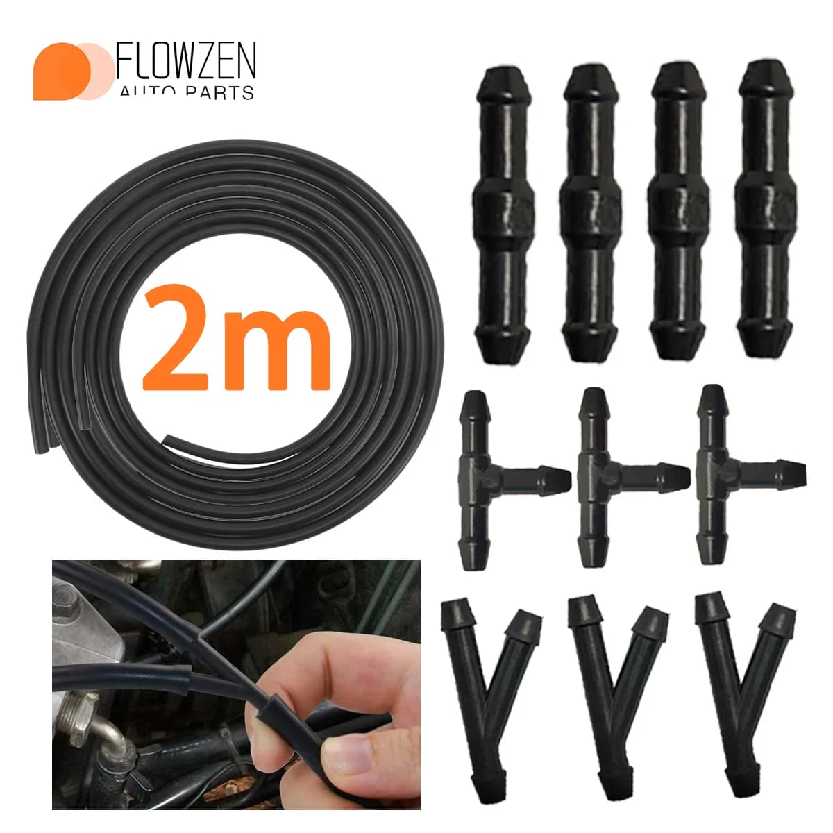 Set di 11 Pezzi di Tubi Flessibili per Pulizia Parabrezza T Y I, Connettore per Tubo Spray Tergicristallo Auto, Connettore Divisore per Tubo Spray Tergicristallo