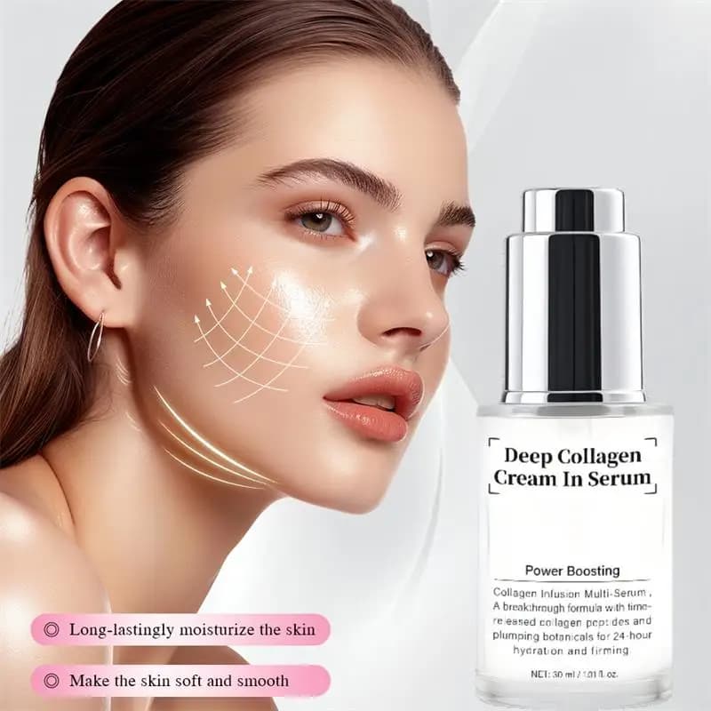 Deep Collagen Cream in Serum Hydrating 24 Hours Collagen Satin Triple Weight Instant and Solid Garlic Light Serum 30 ml