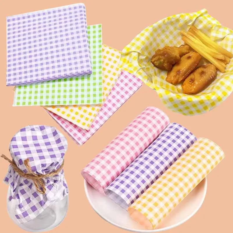 Carta a griglia da 50/100 pezzi, carta cerata antiolio da cucina, adatta per confezionare sandwich, forniture per picnic, feste e servizi di catering
