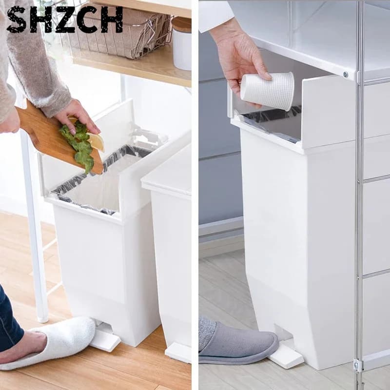 ‌Dual Compartment Step Trash Can - 20L Kitchen Pedal Bin for Dry/Wet Waste, Odor-Proof Recycling with Lid