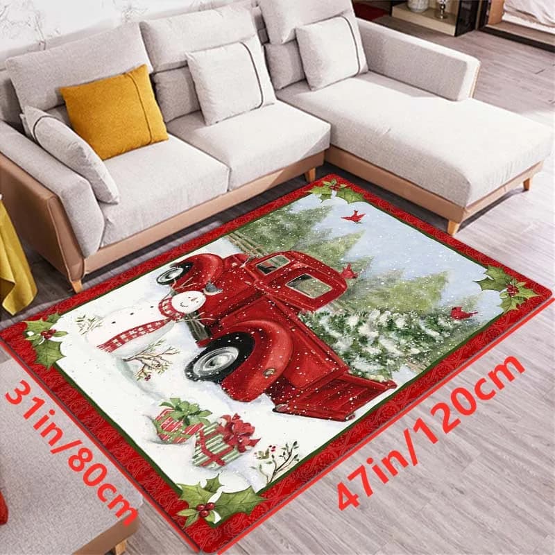 VIKAMA Tappeto natalizio Tappetino per auto rosso Tappeto per grandi aree Tappeto per divano del soggiorno Tappeto zerbino per la decorazione della casa della camera da letto