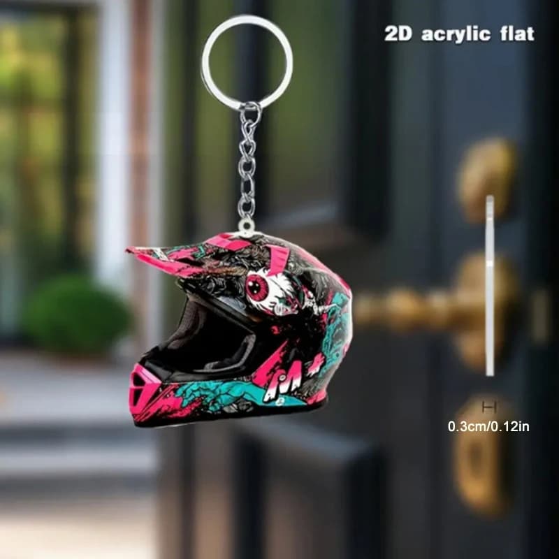 Portachiavi a Forma di Casco 2D Piatto, Accessorio Moda per Moto, Auto, Borsa, Regalo, Gioiello