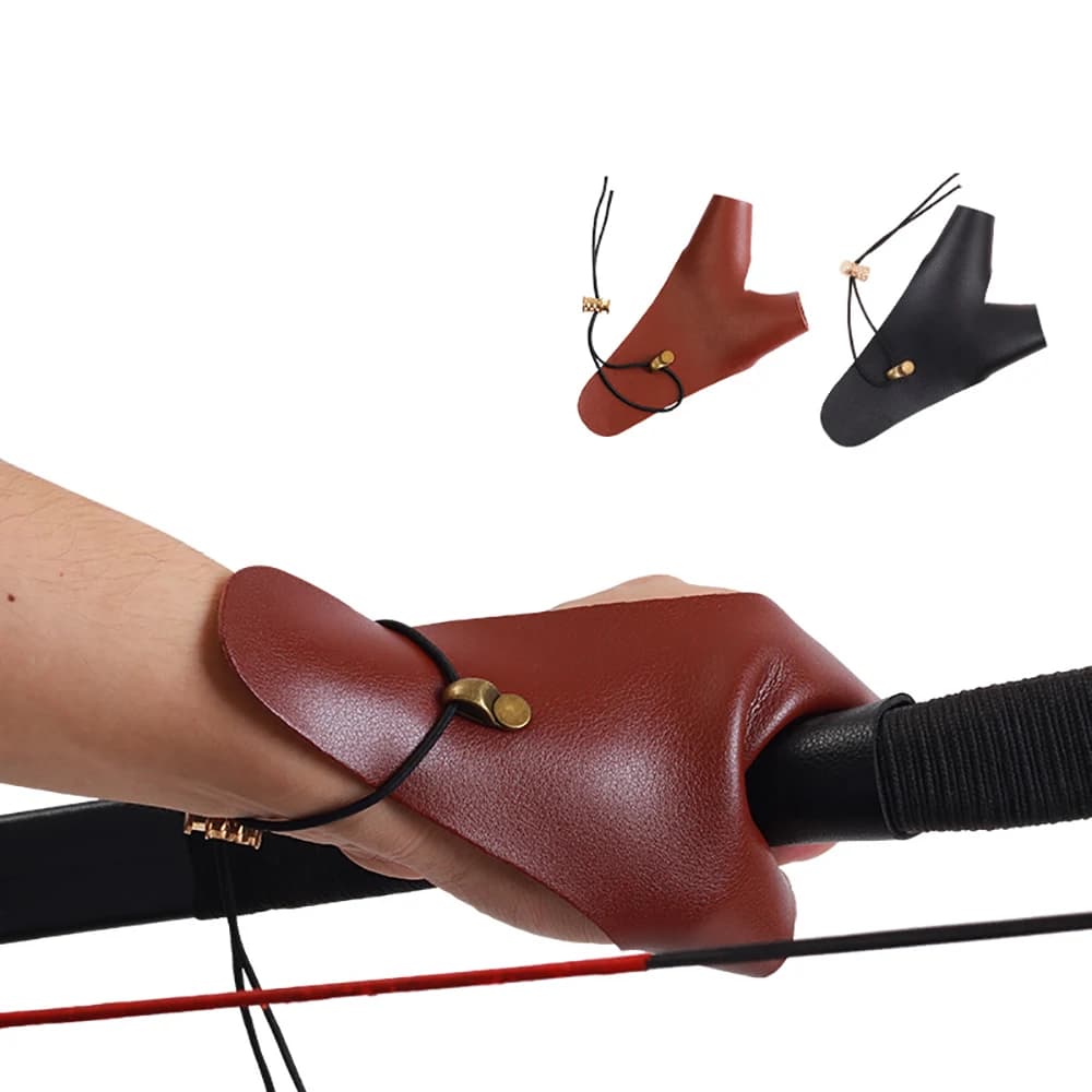 Protezione per le dita per tiro con l'arco Guanti a 2 dita Protezione in pelle bovina Accessori tradizionali per tiro con arco e frecce