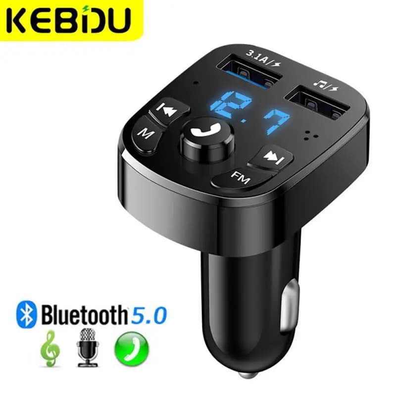 Trasmettitore Fm per auto Bluetooth 5.0 Aux vivavoce Kit per auto wireless Caricatore per auto doppio USB Auto Radio Fm Modulatore Adattatore per lettore Mp3