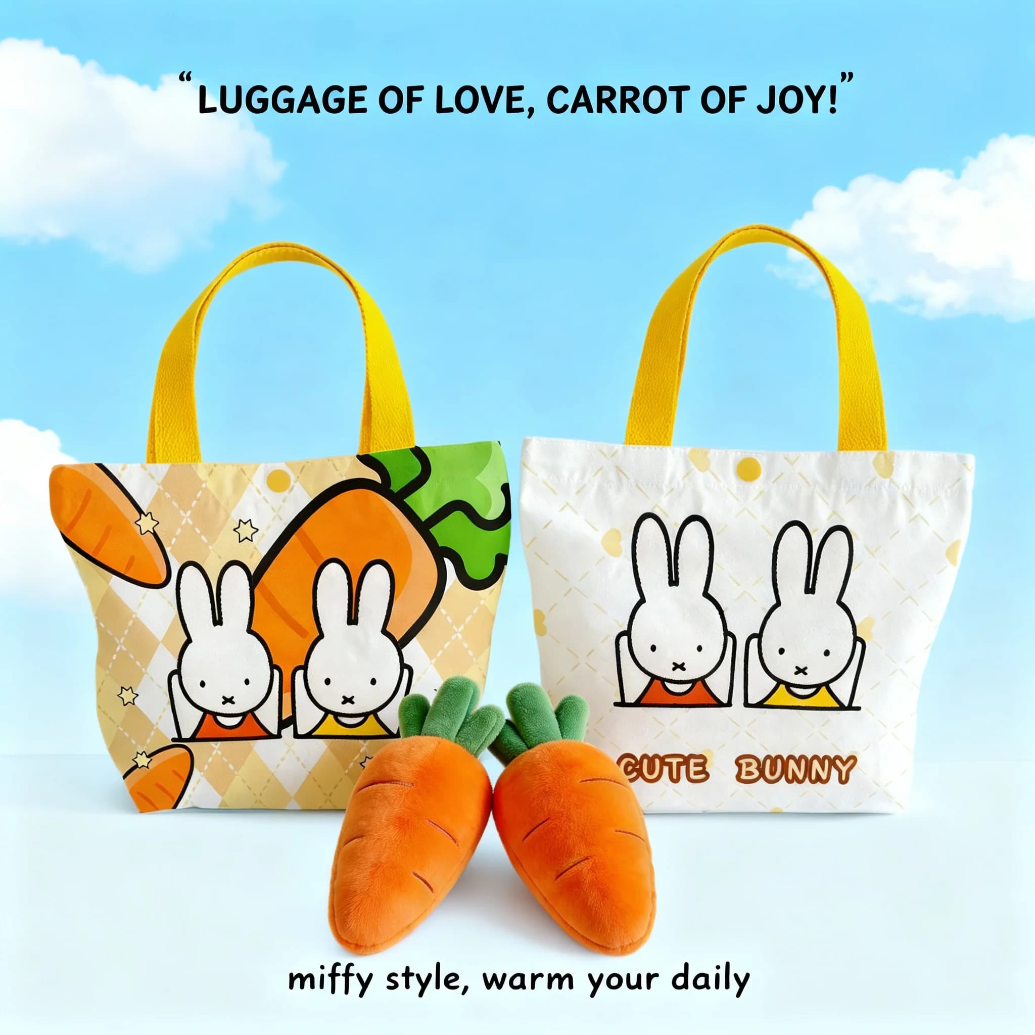 Borsa in Tela Creativa con Motivo Coniglio Miffy, Borsa a Mano Divertente e Carina, Regalo per Feste di Compleanno per Bambini