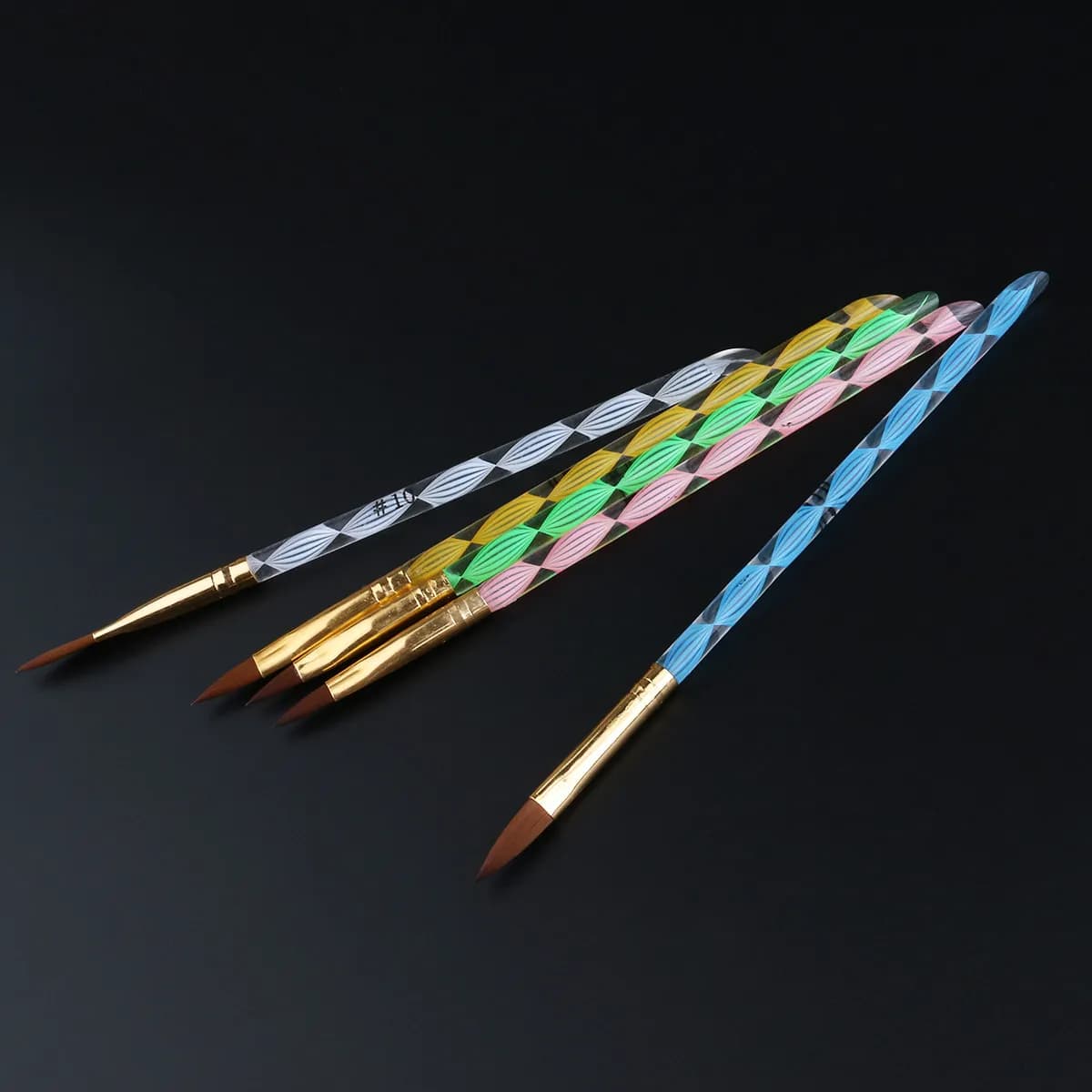 Set di 5 Pennelli di Precisione in Acrilico per Nail Art, Pennelli per Scolpire e Modellare, per Linee Sottili e Miglioramento Gel Manicure
