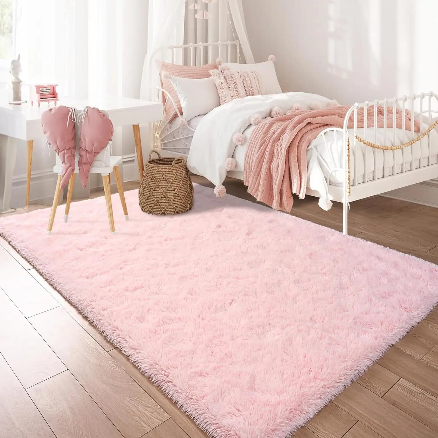Tappeto Soffice per Soggiorno, Tappeti Rosa in Peluche per Camere da Letto di Ragazze, Tappetino Super Morbido a Pelo Lungo per Decorazione, Dormitori di Adolescenti e Neonati