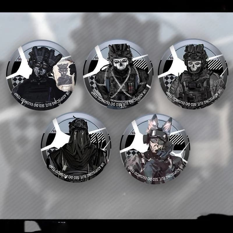 5PCS Hot Game Call of Duty Series Tinplate Badge Game Character Creativity Printing Backpack Badge Merchandise Birthday Gift