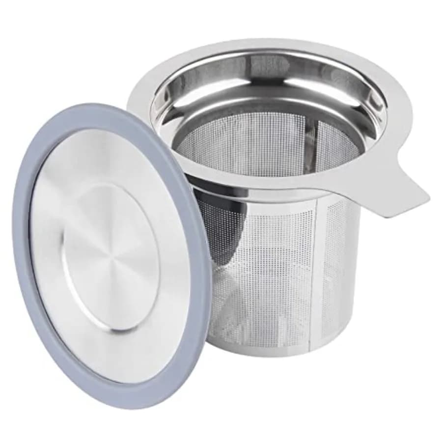Extra Fine Mesh Tea Infuser/Strainer, Stainless Steel Loose Leaf Tea Steeper/Diffuser with Large Capacity Basket and Lid, Fits