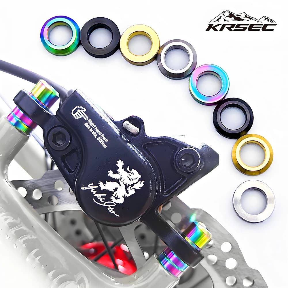 KRSEC 4 Pz/scatola MTB Bici Pinza Freno A Disco Idraulico Concavo e Convesso Rondella Spacer Bicicletta M6 O Ring Guarnizione Vite di Fissaggio