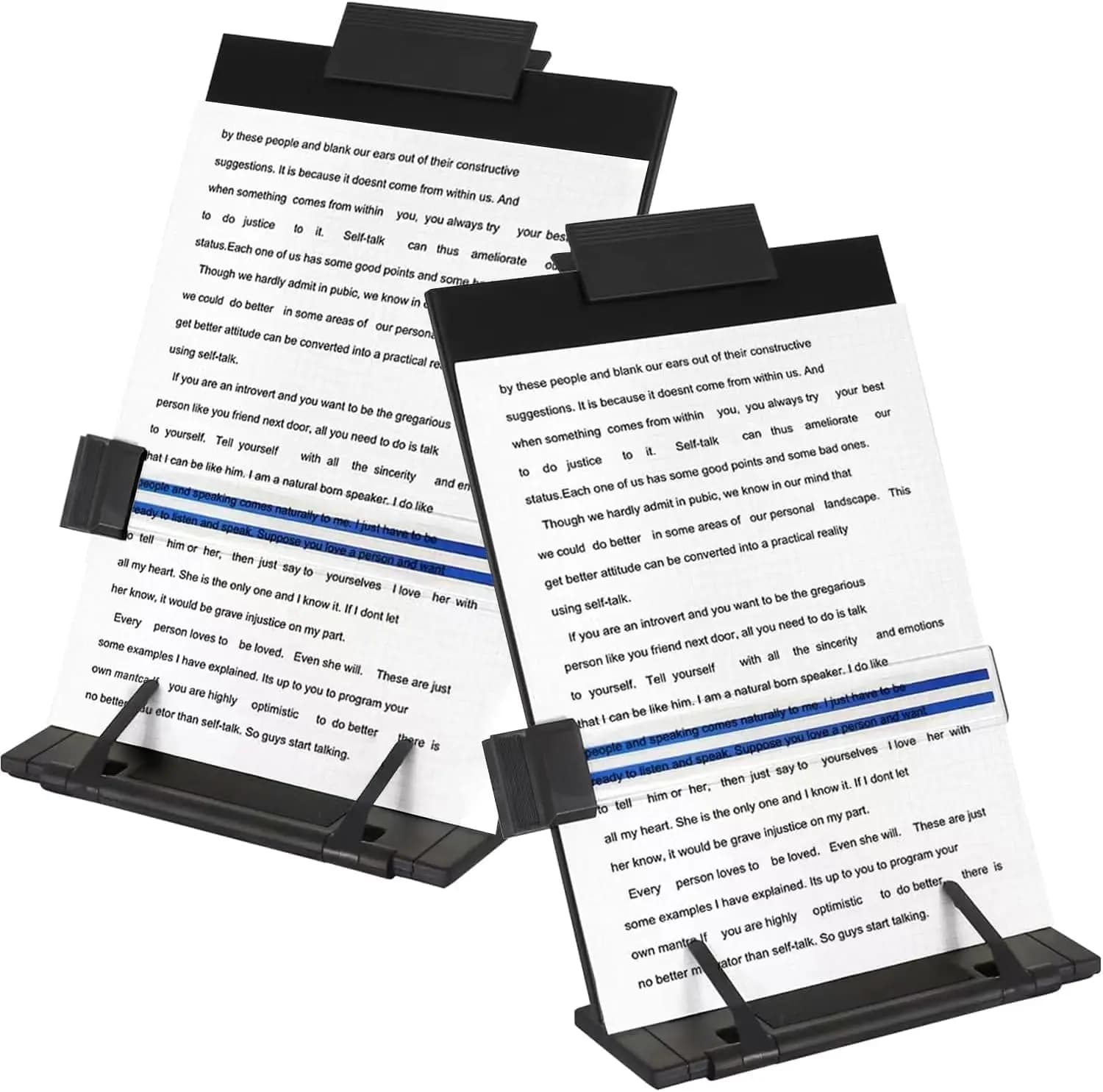 Confezione da 2 Supporti Regolabili per Documenti da Scrivania, Organizzatore in Metallo Nero per Libri, Tablet e Documenti A4, Uso Ufficio