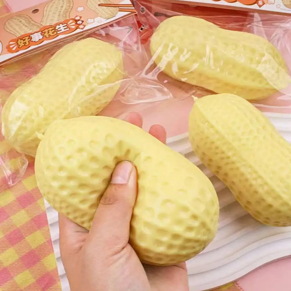 Pallina Antistress a Forma di Arachide, Morbida e Croccante, Giocattolo Sensoriale per Bambini e Adulti