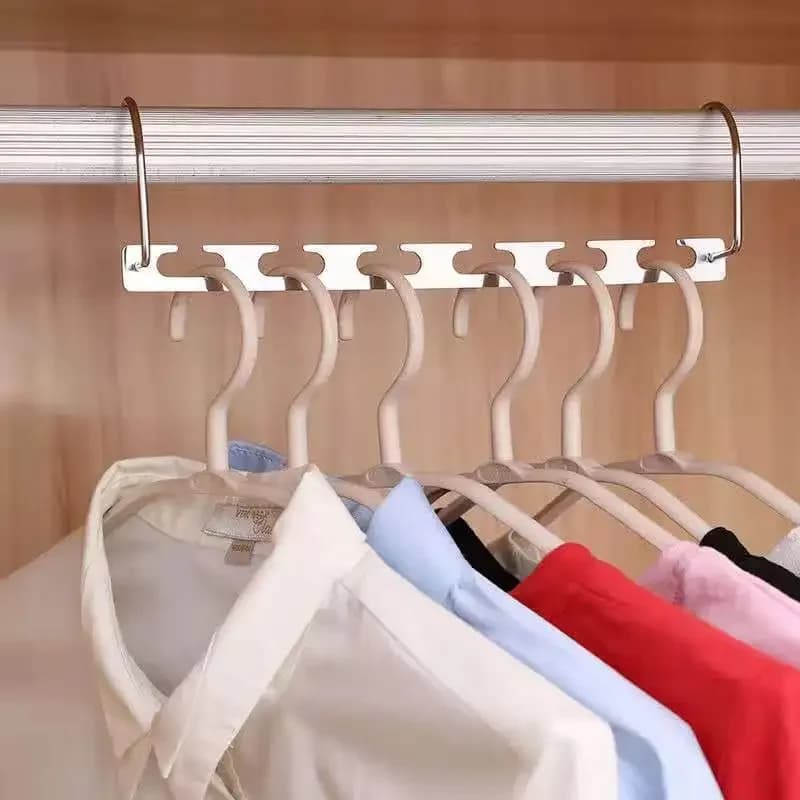 6-hole stainless steel coat hanger metal multifunctional magic coat hanger folding sticker wall organizer storage rack