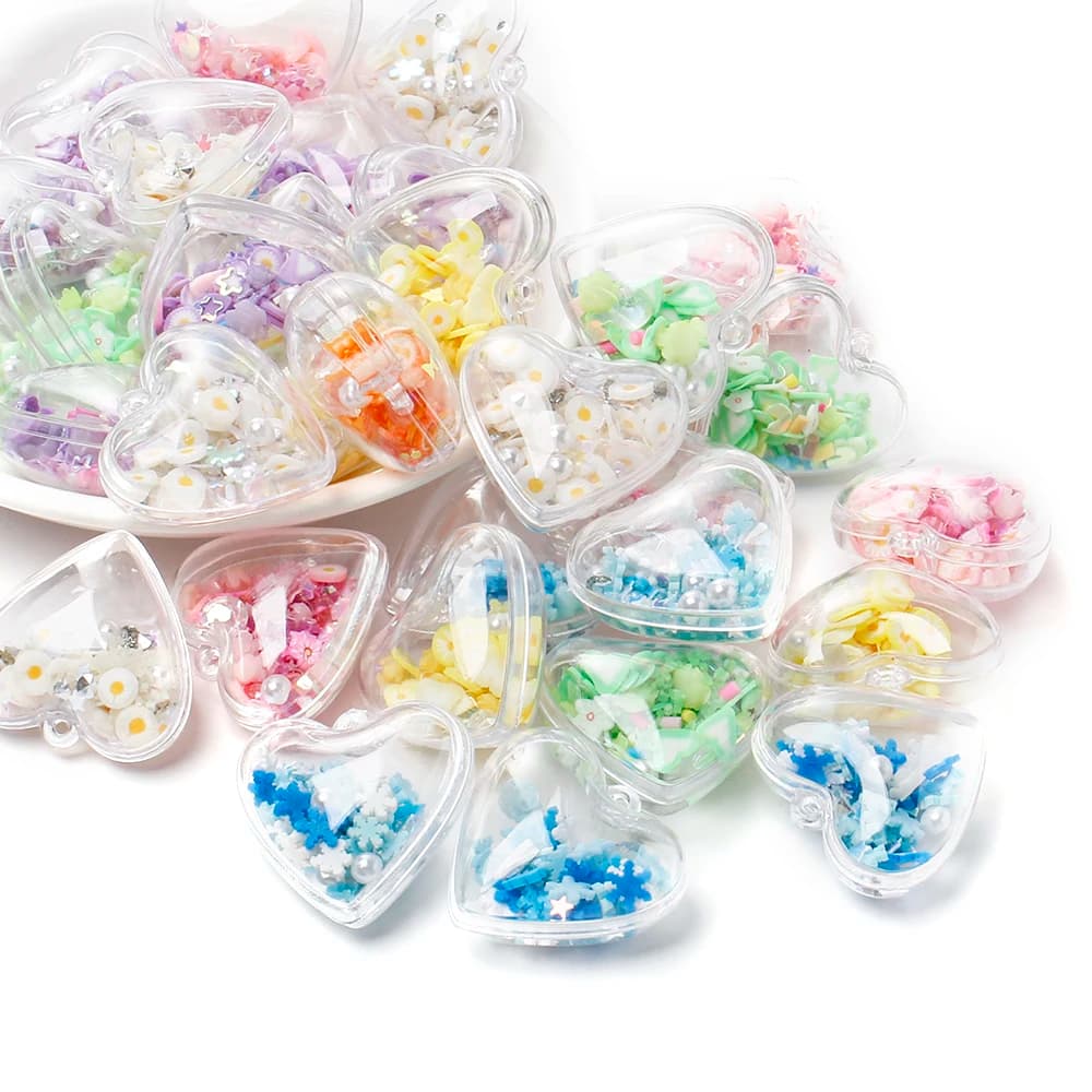 31x30mm 10Pcs/pack Rainbow Transparent Luminous Acrylic Love Heart Pendants for Diy Necklace Earring Making Jewelry Accessory