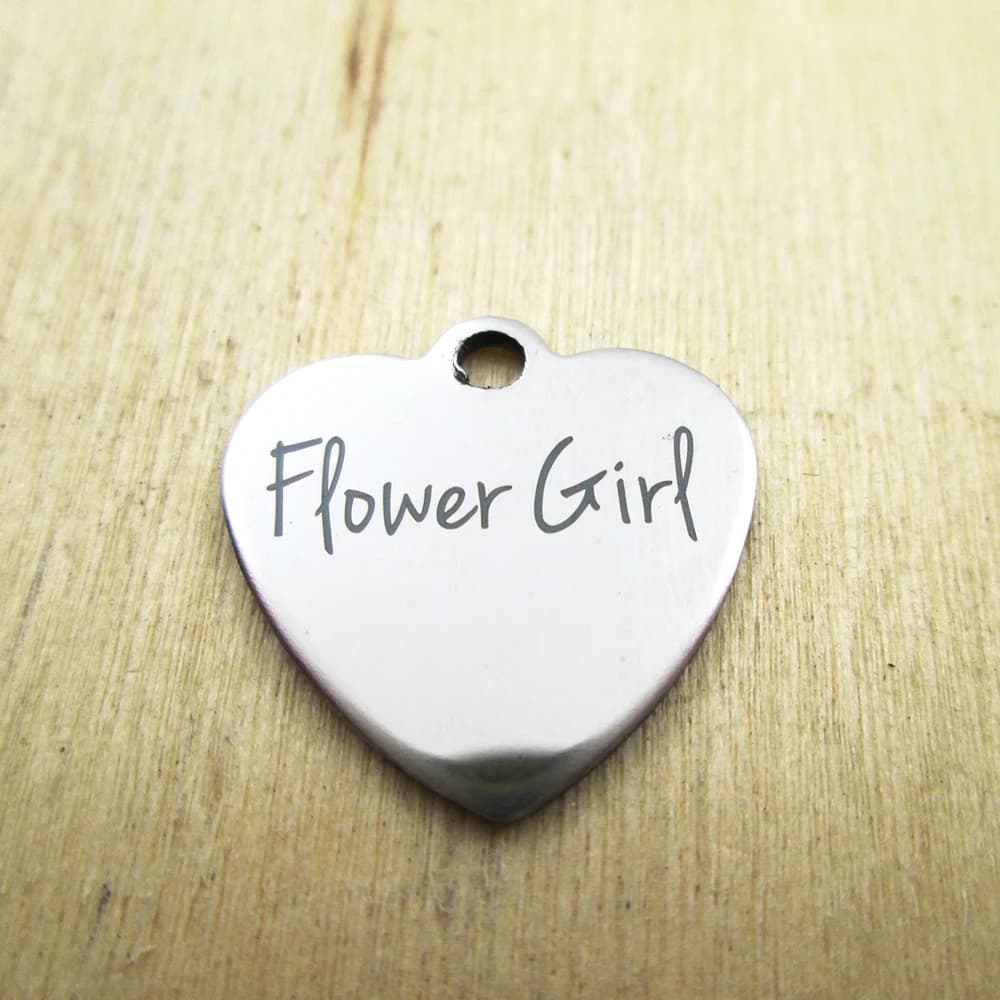 20 pieces-- stainless steel pendants for flower girl - laser engraved - customized - pendants with diy pendants