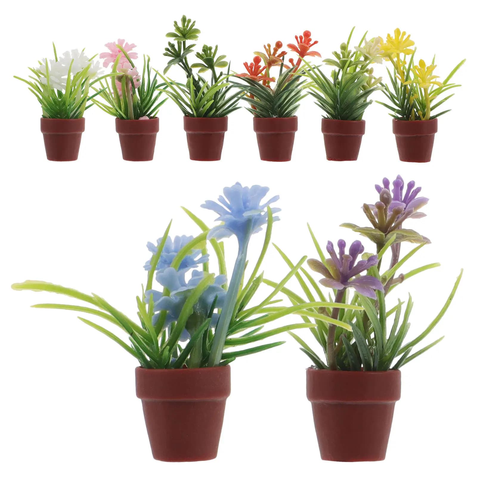 8Pcs Miniature Artificial Potted Plants Realistic Mini Bonsai Landscape Micro Garden Accessories Tiny Fake Plants for Dollhouse