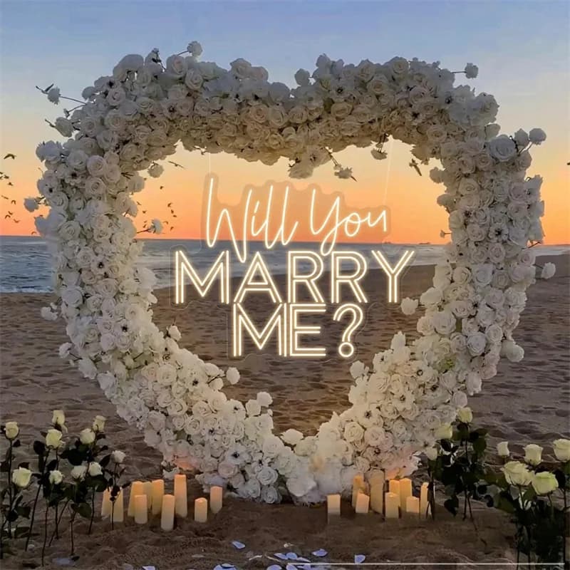 Ti sposami? Insegna al neon a LED, festa di fidanzamento personalizzata Proposta di matrimonio Decorazione con luce al neon Decorazione per sfondo da parete con erba per matrimonio