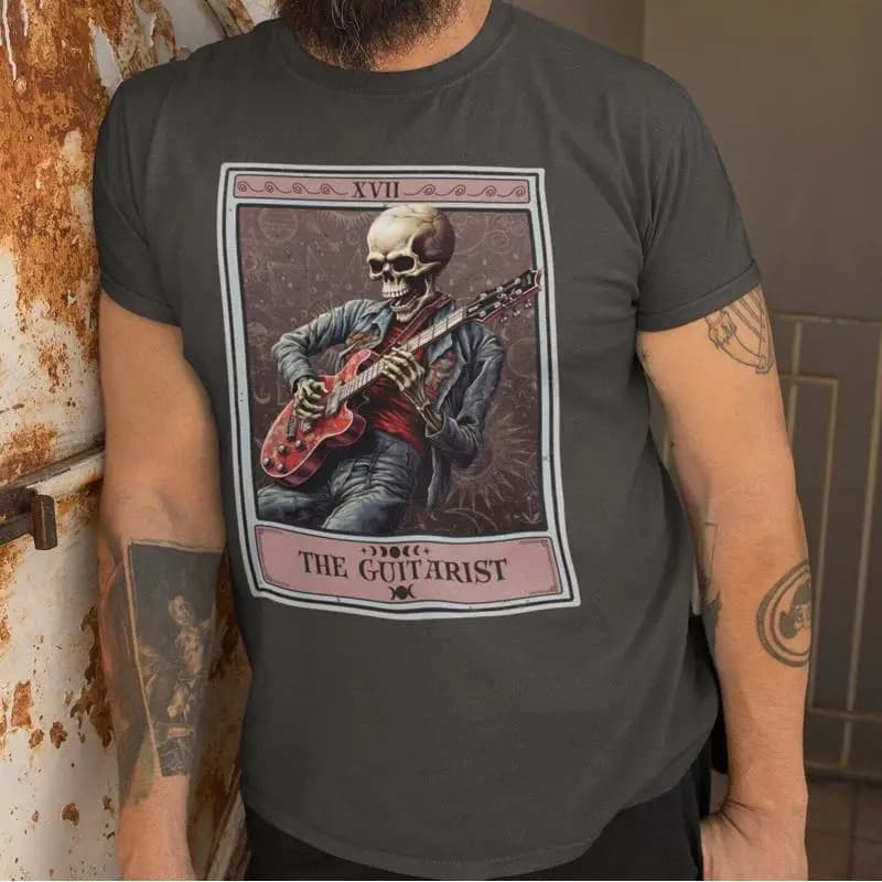 Maglietta The Guitarist Tarot Card Giocatore di chitarra elettrica
