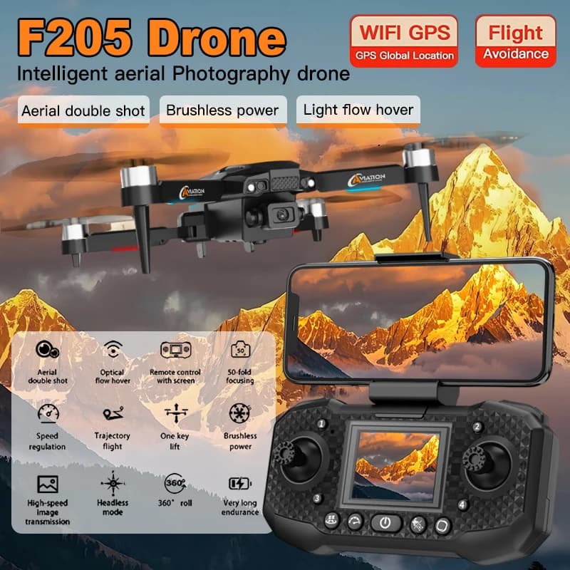 Professional Drone F205 Original with Double Camera 8K, WIFI 5G, Avoiding Smart Obstacles, Motor Brushless FPV, Quadricottero RC