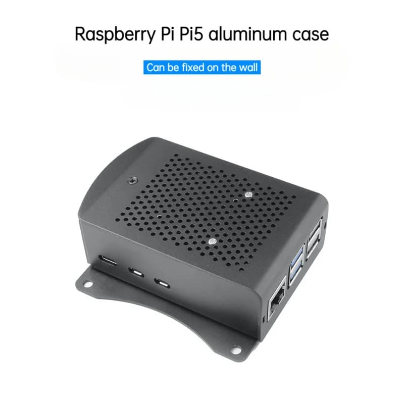 Raspberry Pi 5 Aluminum Wall-Mount Case 3007/4010 PWM Fan Heatsink