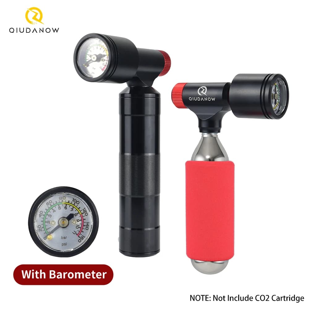 Gonfiatore Portatile per Pneumatici CO2 con Manometro, Accessori per Biciclette, Pompa Rapida per Pneumatici Compatibile con Valvole Schrader/Presta