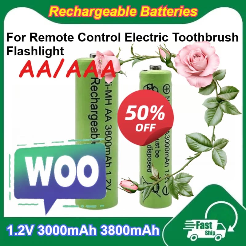 Rechargeable batteries NI-MH 1.2V AA/AAA 3000mAh 3800mAh for Remote Controls, Electric Brushes, Torches