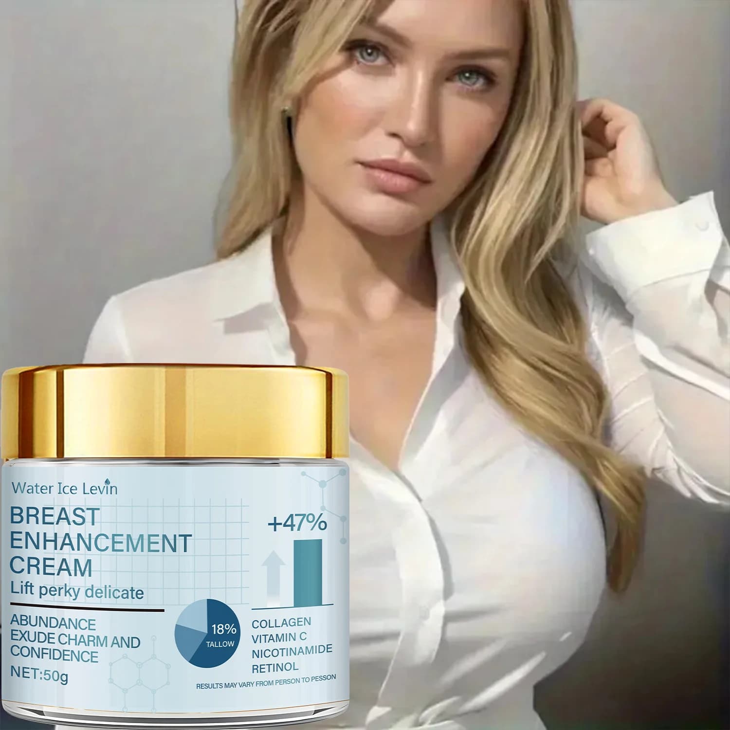 Crema per l'aumento del seno con collagene e retinolo, lifting e perking per un look sicuro, efficienza del 47%.