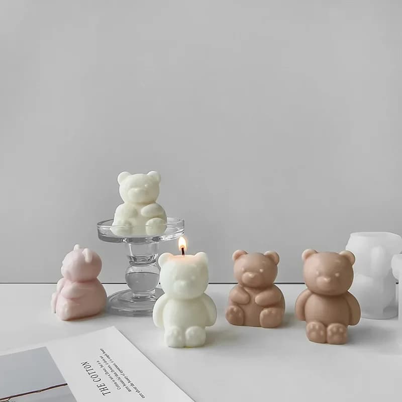 Simpatico orso aroma candela stampo in silicone 3D seduto orso candela sapone gesso artigianato in resina stampo stampi per reticolo di ghiaccio fai da te