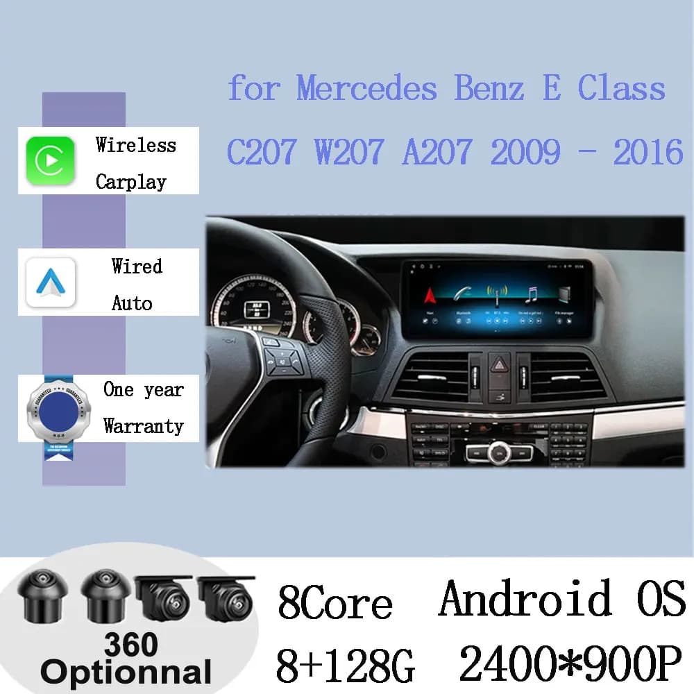 Android 15 Per Mercedes Benz Classe E C207 W207 A207 2009 - 2016 Auto Video Senza Fili CarPlay Multimediale di Navigazione GPS WIFI