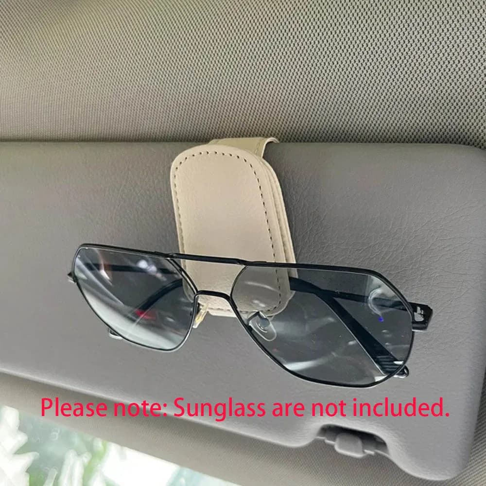 Supporto Multifunzionale per Occhiali da Auto, Clip in Pelle per Montatura Occhiali, Parasole Interno per Auto